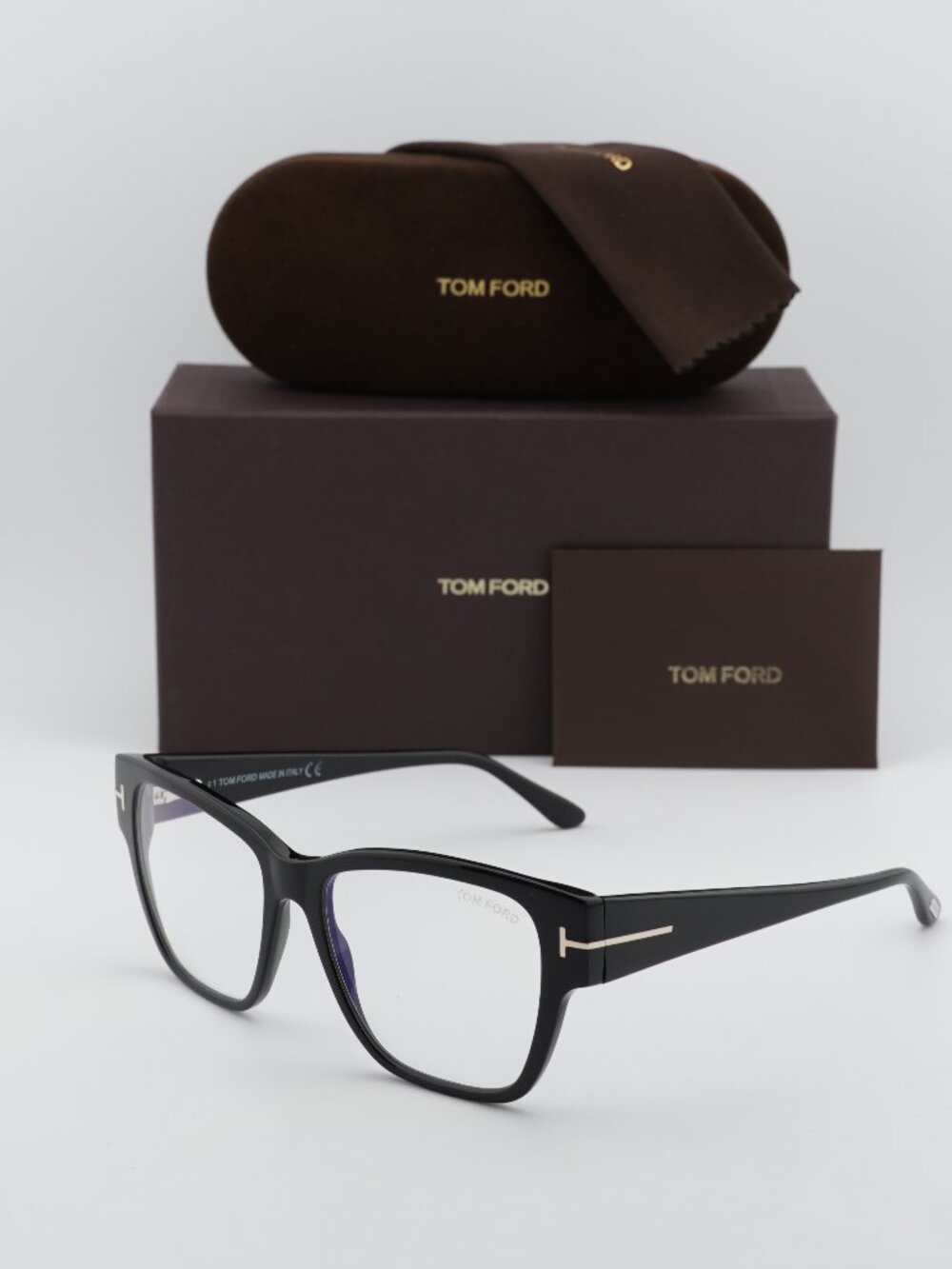 Tom Ford FT5745-B 001 Cat Eye Eyeglasses - Shiny Black 54mm